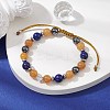 Natural Red Aventurine & Lapis Lazuli & Brass Heart Braided Bead Bracelet BJEW-JB09703-01-2