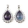 Natural & Synthetic Mixed Gemstone & Rhinestone Pendants G-K338-31P-2