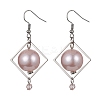 ABS Plastic Imitation Pearl Round Dangle Earrings EJEW-JE05489-1