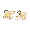 Brass Micro Pave Colorful Cubic Zirconia and Enamel European Dangle Charms KK-T079-78G-2