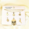 304 Stainless Steel Enamel Shoes Skull Heart Pumpkin Pendant & Necklaces & Bracelets Sets SJEW-Q002-01G-1