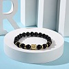 Synthetic Black Stone & Alloy Buddha Head Beaded Strech Bracelets BJEW-JB09420-02-4