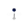 316 Surgical Stainless Steel Flat Round Cubic Zirconia Eyebrow Curved Barbell Rings WG43657-04-1