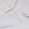 1Pc Brass Flat Round Clear Cubic Zirconia Pendant Cable Chain Necklaces for Women NJEW-LP0002-81-3