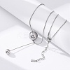 304 Stainless Steel Round Ball Pendant Snake Chain Necklaces NJEW-U028-03P-1
