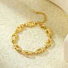 304 Stainless Steel Textured Link Bracelets for Women BJEW-D303-01G-1