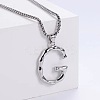 3Pcs 304 Stainless Steel Textured Letter Pendant Box Chain Necklaces LW4134-33-1