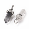 Natural Grey Quartz Pointed Pendants G-K329-63P-3