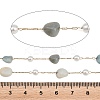 Natural Flower Amazonite Nuggets & 316 Stainless Steel Handmade Link Chains CHS-K021-14G-09-3