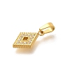 Ion Plating(IP) 304 Stainless Steel Micro Pave Cubic Zirconia Pendants STAS-H228-04G-06-2