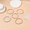 5Pcs 5 Style Natural Wood & Howlite Round Beaded Bracelets Set BJEW-JB08820-2