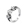 Alloy Triple Dice Open Cuff Ring for Men Women RJEW-T009-35AS-3