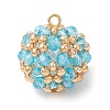 Electroplate Glass & Round Rocailles & Glass Pearl Beaded Pendants PALLOY-MZ00879-04-1