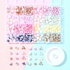 648Pcs 24 Styles Frosted Baking Paint Crackle Glass Beads with Glitter Powder DGLA-FS0001-12-6