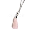 Natural Rose Quartz Trapezoid Pendant Necklaces PW-WG52881-09-1