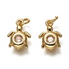 Brass Micro Pave Clear Cubic Zirconia Charms ZIRC-B002-25G-1
