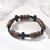 Cross Synthetic Turquoise Bracelets BJEW-JB13018-1