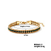 Sparkling European Style 304 Stainless Steel Emerald Rhinestone Chain Bracelets for Women CU3590-3-1