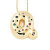 Brass Micro Pave Cubic Zirconia Letter Pendant Necklaces LS-KK-Z069-01G-Q-1