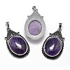 Oval Antique Silver Zinc Alloy Natural Amethyst Big Pendants G-F228-27B-FF-1
