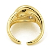 Brass with Cubic Zirconia Open Cuff Rings for Women RJEW-U011-10G-3