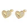 Rack Plating Brass Micro Pave Clear Cubic Zirconia Pendants KK-M253-02G-1
