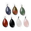 Natural Red Jasper & Black Onyx(Dyed & Heated) & Rose Quartz & Quartz Crystal & Green Aventurine & Unakite & Sodalite Teardrop Pendants G-Z088-05P-1
