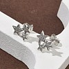 Star Brass Micro Pave Clear Cubic Zirconia Stud Earrings LS-EJEW-F383-06P-4