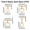   8 Sets 4 Style Brass Toggle Clasps KK-PH0003-67-4