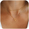 Bohemian Style Stainless Steel Double Layer Initial Pendant Necklaces FS-WGDC616-03-1