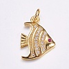 Brass Micro Pave Cubic Zirconia Pendants X-ZIRC-G125-77G-1