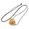 Zinc Alloy Rose Flower Pendant Necklace with Leather Cords LS-NJEW-D044-01KCG-1