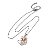 Brass Cute Cup Fox Pendant Cable Chain Necklaces for Women LS-NJEW-C067-03P-4
