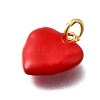 Brass Red Enamel Charms KK-Z102-23G-01-2