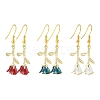 3 Pairs 3 Colors Brass Flower Dangle Earrings EJEW-YW00003-2