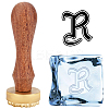 1Pc Pear Wood Handle with 1pc Brass Stamp Head DIY-OC0012-40D-1