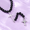 Adjustable Stainless Steel Double Cross Pendant Necklaces NJEW-F336-02P-4