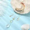 Wire Wrapped Chakra Gemstone & Brass Pendant Decorations HJEW-TA00075-01-2