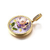 Brass Micro Pave Cubic Zirconia & Enamel Pendants KK-R222-10G-02-2