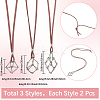 6Pcs 3 Styles Crystal Holder Cage Necklace MAK-SC0001-41P-2
