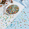 4000Pcs Transparent Colours Rainbow Glass Round Bugle Beads SEED-ME0001-24-4