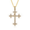 Brass Micro Pave Clear Cubic Zirconia Cross Pendant Necklaces FS-WG8523C-06-1