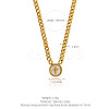 304 Stainless Steel & Natural White Shell Coin Pendant Curb Chain Necklaces for Women WG4C473-01-1