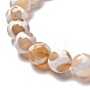 Tibetan Style Turtle Back Pattern dZi Natural Tibetan Agate Stretch Bracelet for Men Women BJEW-JB06716-4