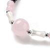 Natural Rose Quartz Round & Synthetic Non-magnetic Hematite & White Shell Beaded Bracelets for Women BJEW-K251-02A-3
