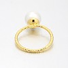 Brass Acrylic Pearl Finger Rings for Wedding Jewelry RJEW-J061-G-3
