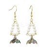 Paua Shell Dangle Earrings EJEW-JE07178-2