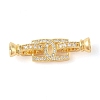 Rack Plating Brass Micro Pave Clear Cubic Zirconia Fold Over Clasps KK-S384-12G-1