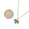 Brass Pave Cubic Zirconia Maple Leaf Pendant 304 Stainless Steel Cable Chain Necklaces for Women NJEW-JN05901-02-3