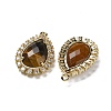 Natural Tiger Eye Faceted Teardrop Pendants G-I375-01G-21-2